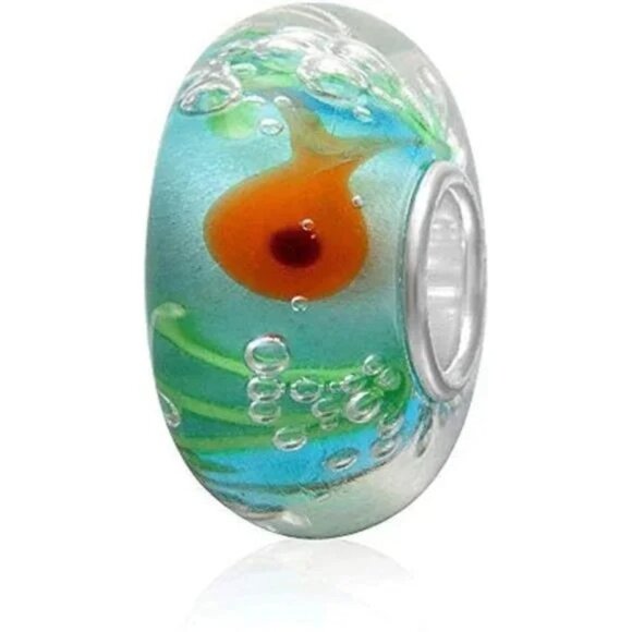Jewelry - Little Fish Charm 925 Sterling Silver Lampwork Murano Glass Beads Charm Bracelet